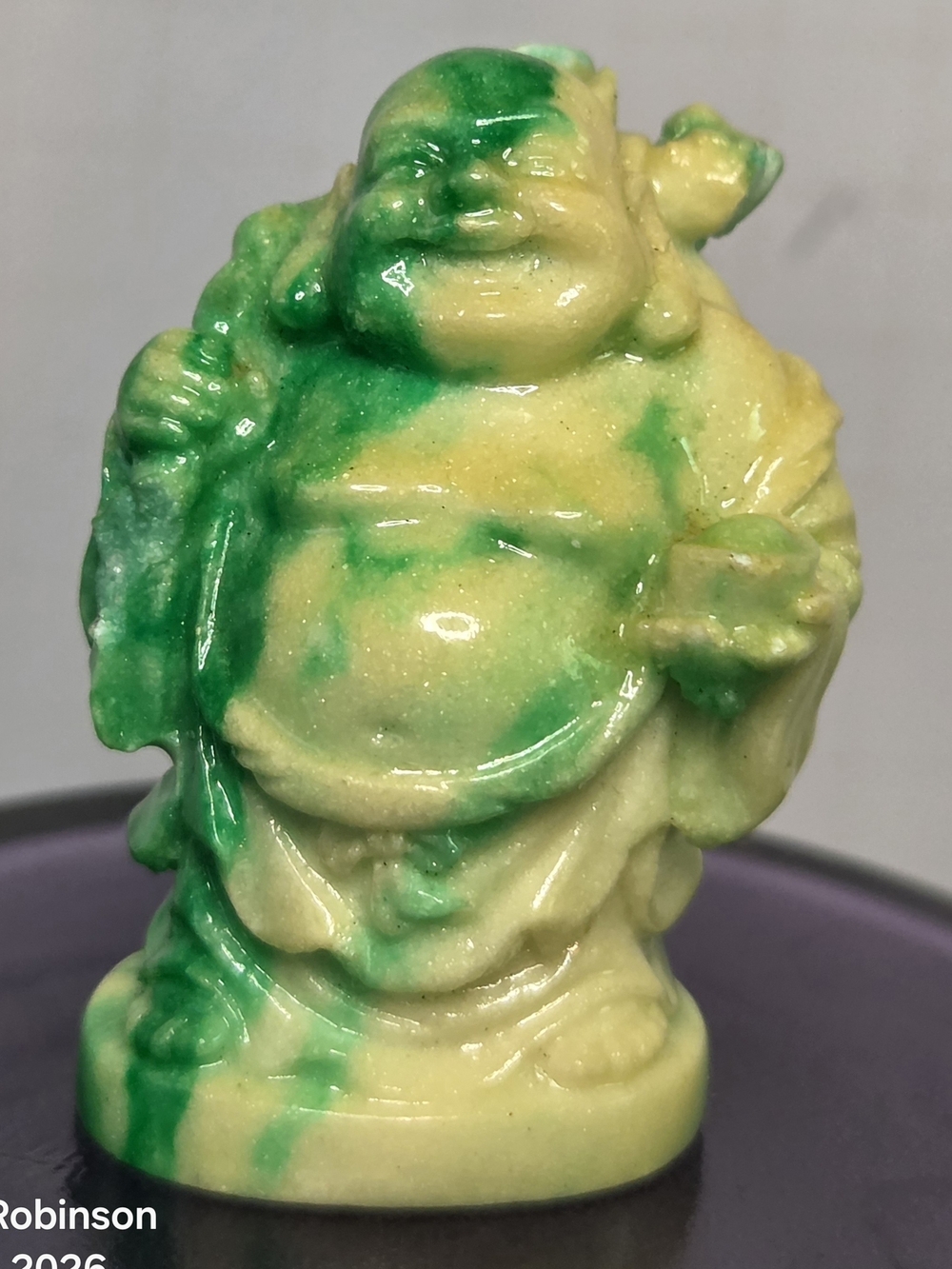 Faux Jade Resin Figurine of a Happy Buddha, also known as Budai 2" H